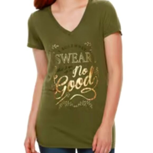 NWT HARRY POTTER T-Shirt Olive with Metallic Gold lettering size Large - Picture 2 of 8